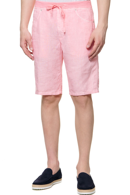 Льняные шорты с эластичным поясом на кулиске|Основной цвет:Розовый|Артикул:V0M21200000253S00 | Фото 1