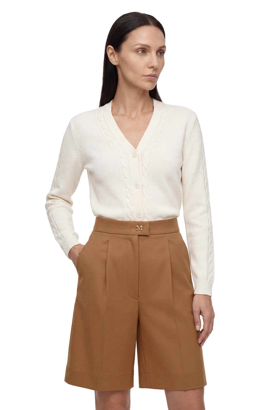 Шорты-бермуды MEDEOLA|Основной цвет:Коричневый Женский Max Mara Шорты-бермуды MEDEOLA (цвет ), артикул 2616141029 | Фото 6