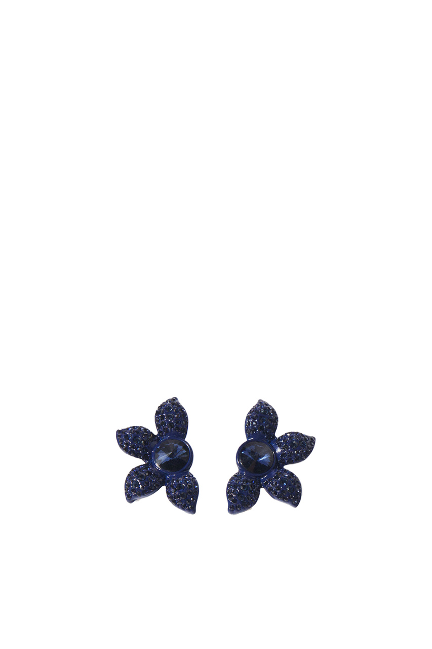 Серьги в виде цветка|Основной цвет:Синий|Артикул:214407 | Фото 1