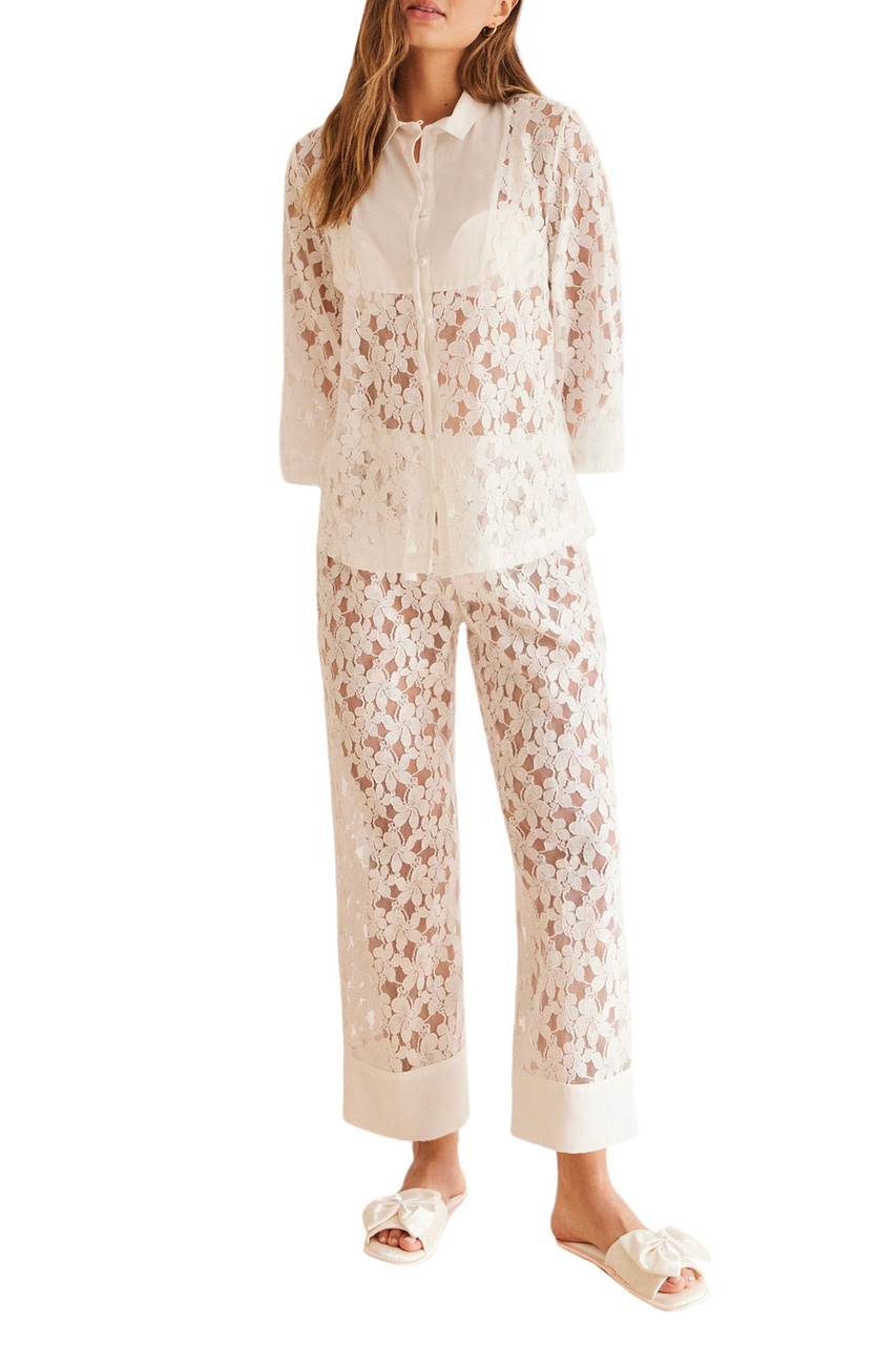Пижама с вышивкой|Основной цвет:Белый|Артикул:2547591 | Фото 1