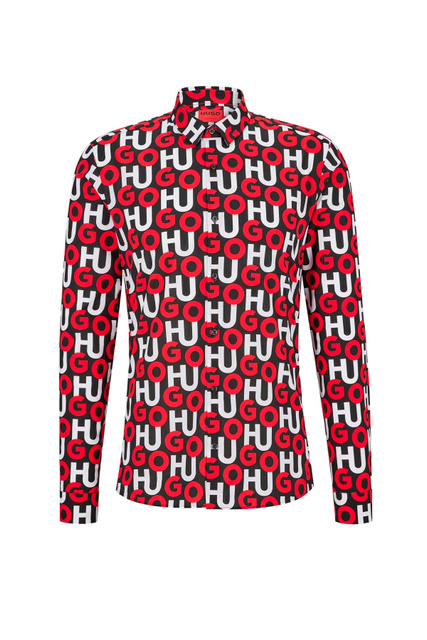 Рубашка из хлопкового поплина с двухцветным лого|Основной цвет:Красный|Артикул:50478547 | Фото 1