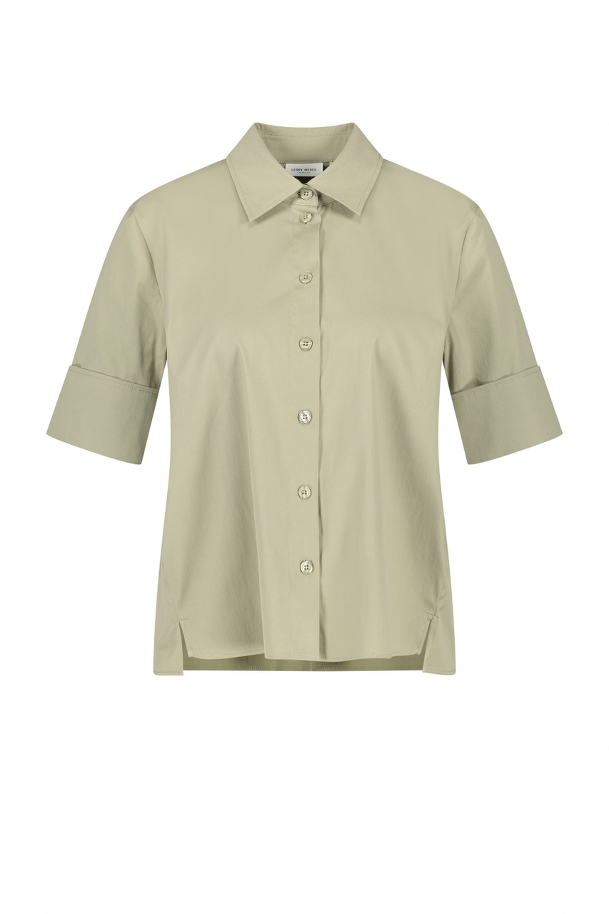 Рубашка с разрезами|Основной цвет:Хаки|Артикул:160029-31594 | Фото 1