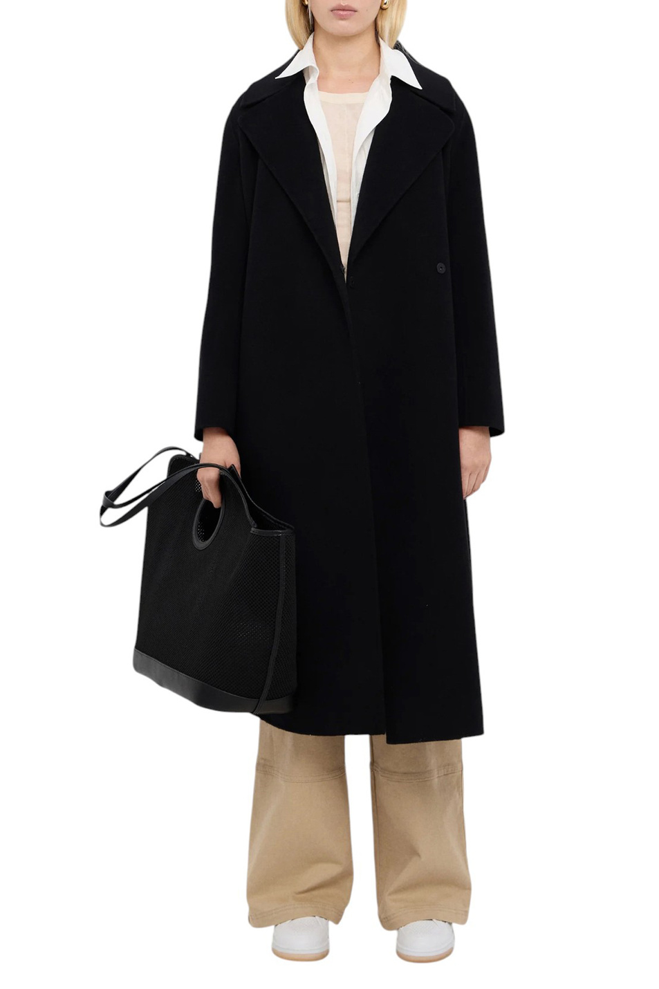 Пальто MANU из шерсти с поясом|Основной цвет:Черный Женский Weekend Max Mara Пальто MANU из шерсти с поясом (цвет ), артикул 2525016021 | Фото 3