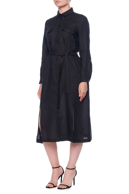Льняное платье-рубашка AVI|Основной цвет:Черный|Артикул:52213314 | Фото 2