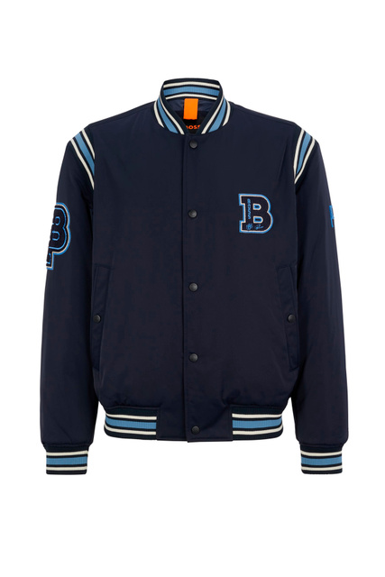 Куртка-бомбер с логотипом на спине|Основной цвет:Синий|Артикул:50481099 | Фото 1