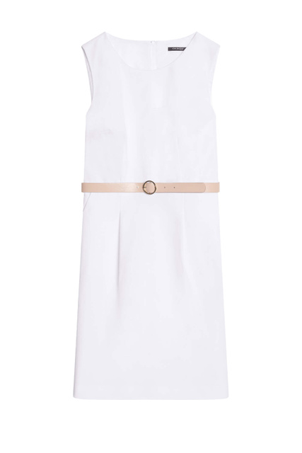Платье без рукавов с поясом|Основной цвет:Белый|Артикул:470246 | Фото 1