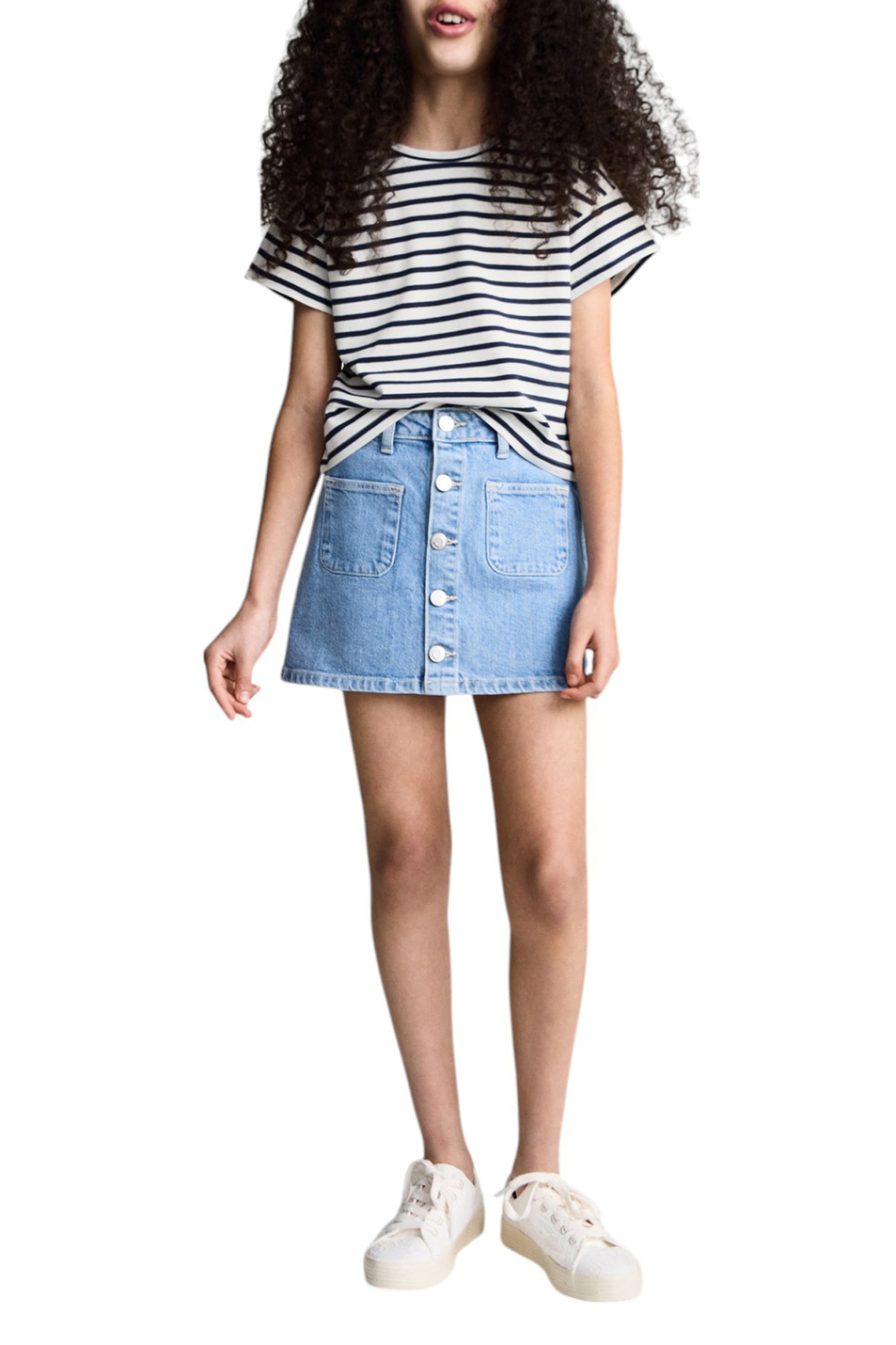 Девочкам Mango Kids Футболка CUTOUTR в полоску (цвет ), артикул 87006355 | Фото 3