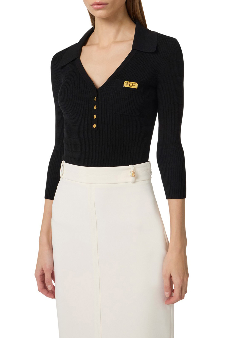 Женский Elisabetta Franchi Джемпер-поло с акцентными пуговицами (цвет ), артикул MK86B61E2 | Фото 3