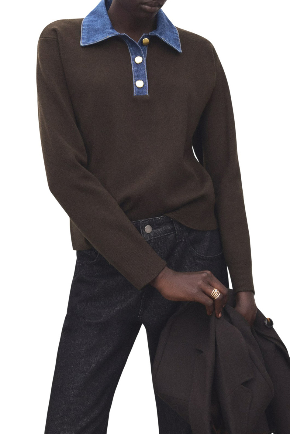 Женский Mango Джемпер-поло ABRIL из смесовой вискозы (цвет ), артикул 27051264 | Фото 3