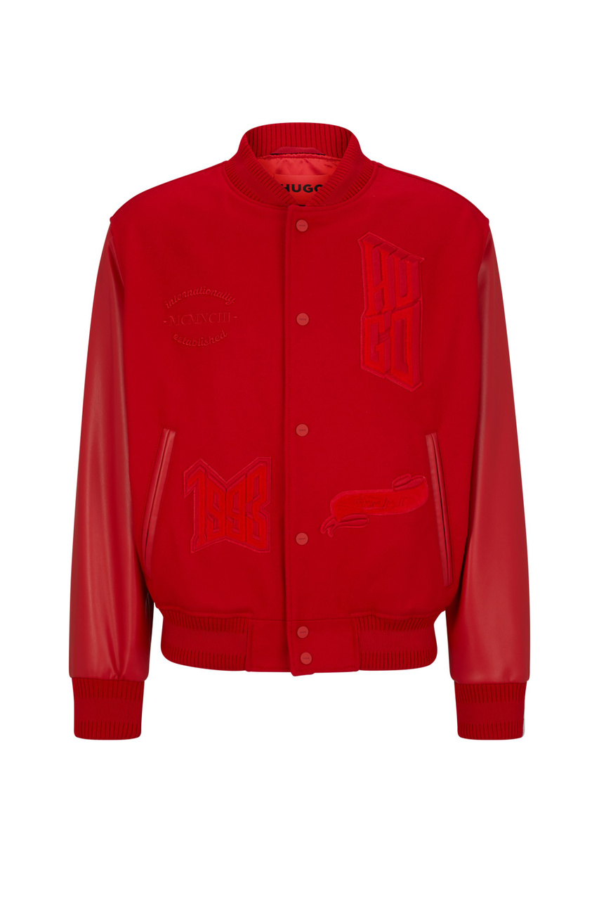 Куртка-бомбер с логотипом|Основной цвет:Красный|Артикул:50503394 | Фото 1