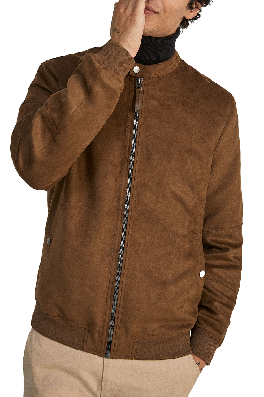 Куртка с эффектом замши|Основной цвет:Коричневый|Артикул:0485165 | Фото 1