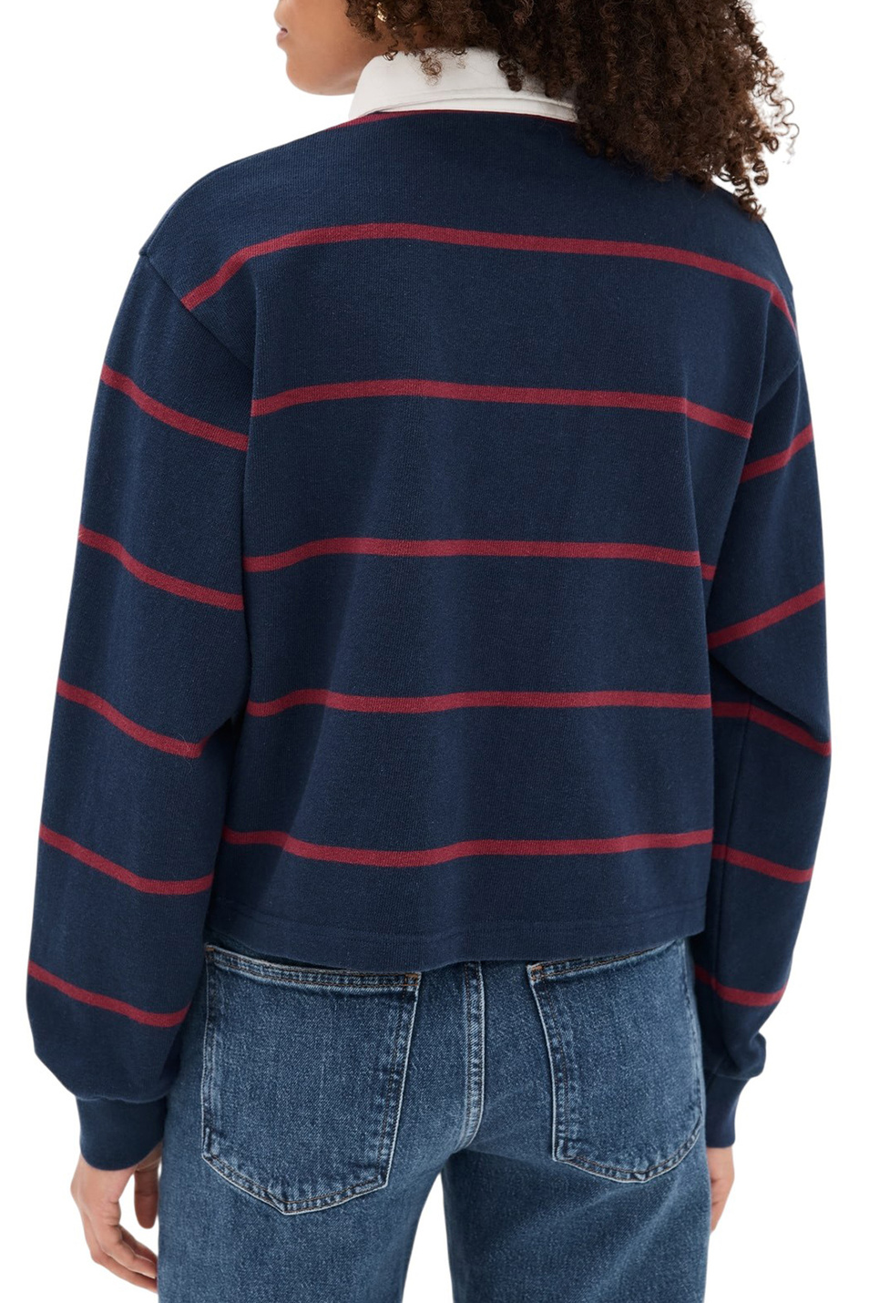 Женский Sporty & Rich Джемпер-поло Serif в полоску (цвет ), артикул ST00862300BL134 | Фото 5