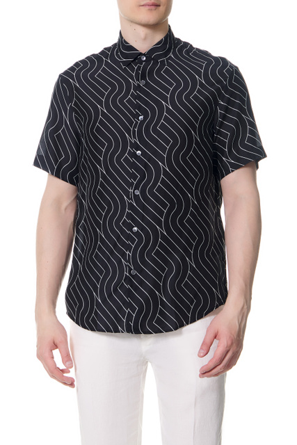 Рубашка из модала с добавлением шелка|Основной цвет:Черный|Артикул:3L1CB9-1NBOZ | Фото 1