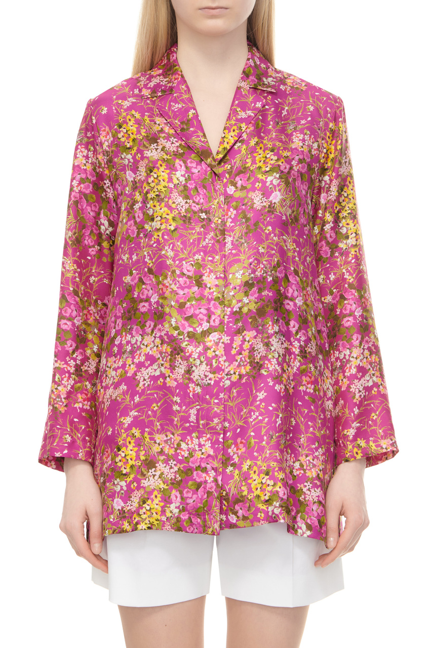 Блузка CAMPALE из натурального шелка с цветочным принтом|Основной цвет:Розовый|Артикул:2416191012 | Фото 1