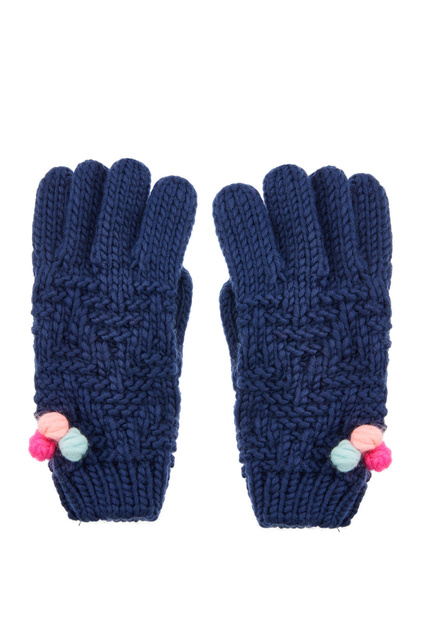Вязаные перчатки с помпонами|Основной цвет:Синий|Артикул:983253 | Фото 2