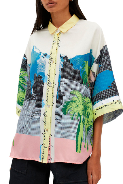 Блузка свободного кроя с принтом|Основной цвет:Мультиколор|Артикул:195335 | Фото 2