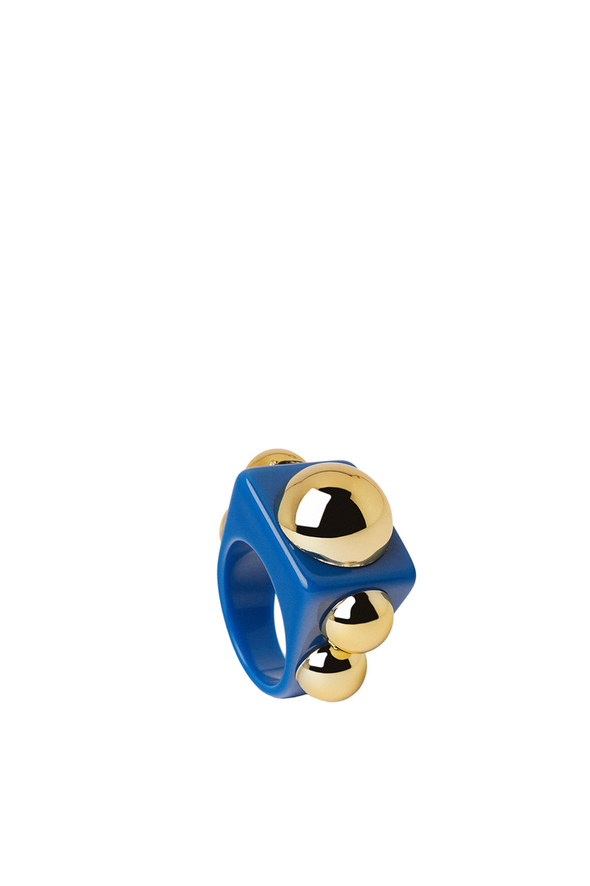 Кольцо из смолы|Основной цвет:Синий|Артикул:219280 | Фото 1
