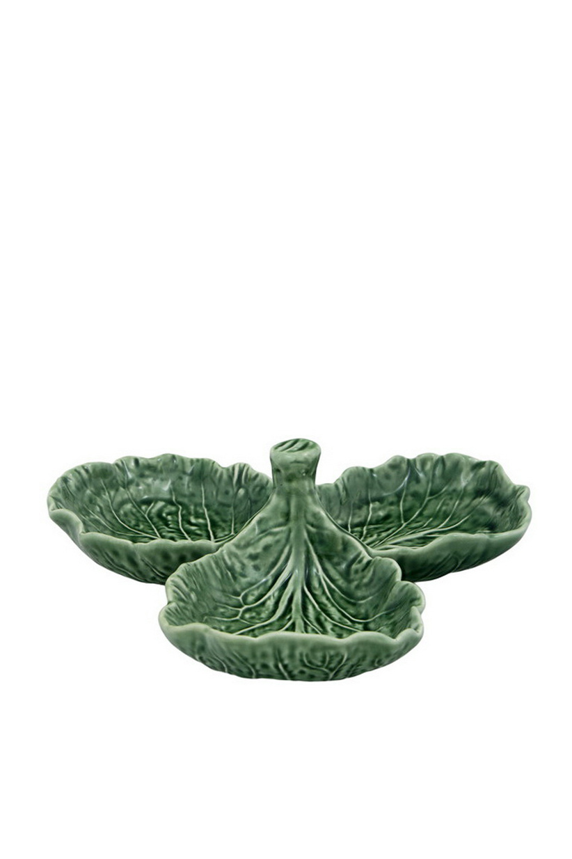 Блюдо для оливок Cabbage Natural 21,5 см, 3 сектора|Основной цвет:Зеленый|Артикул:65000578 | Фото 1