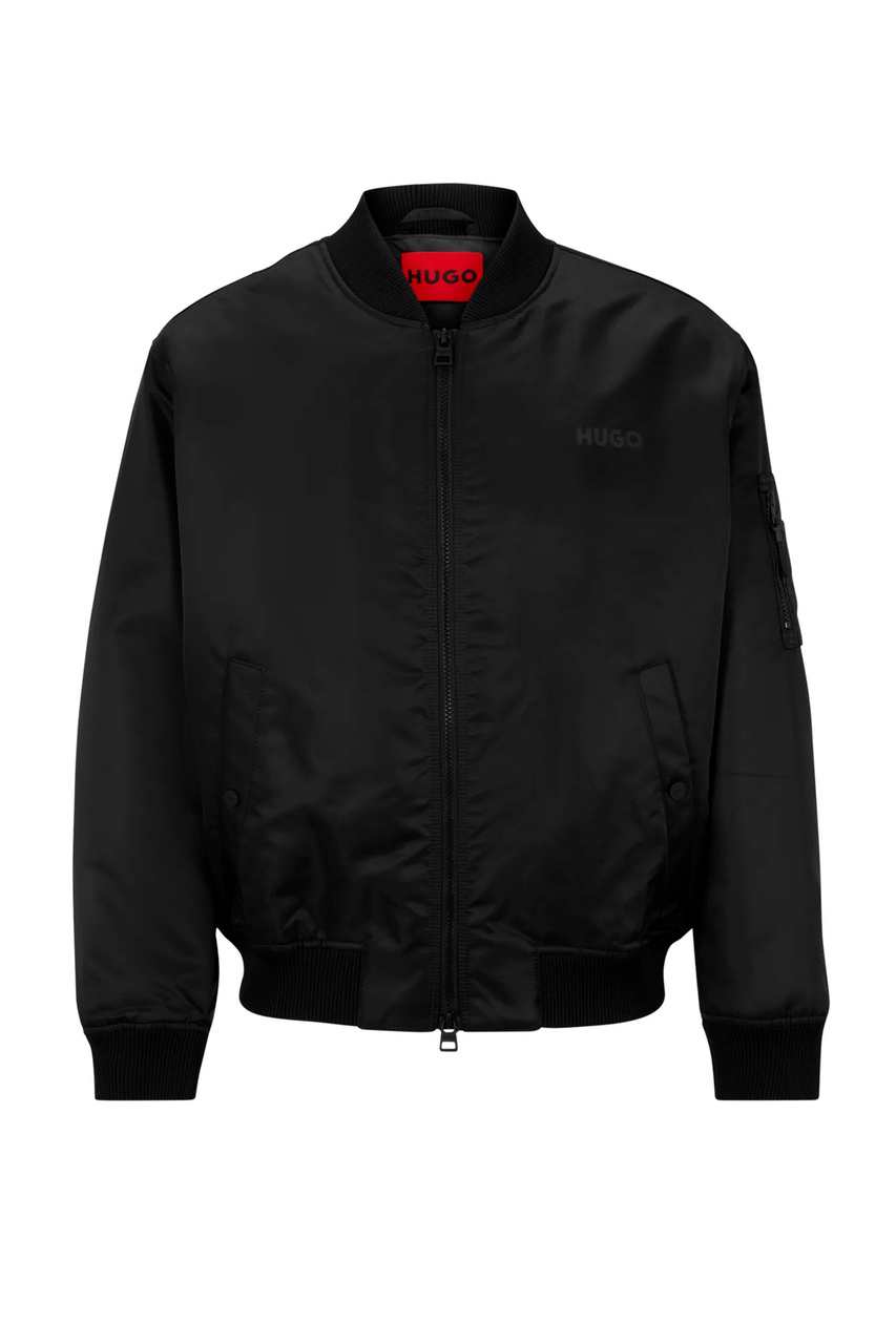 Куртка-бомбер из водотталкивающего материала|Основной цвет:Черный|Артикул:50493096 | Фото 1