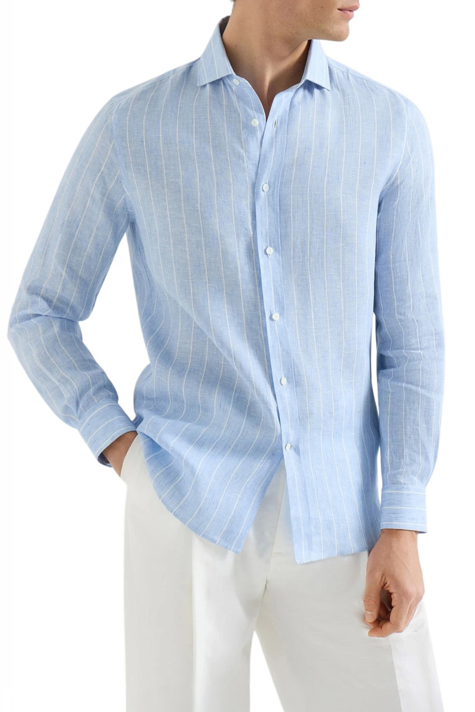 Мужской Brunello Cucinelli Рубашка изо льна (цвет ), артикул MA6860627 | Фото 3