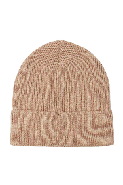Базовая шапка-бини из меланжевой пряжи|Основной цвет:Бежевый|Артикул:0124421 | Фото 2