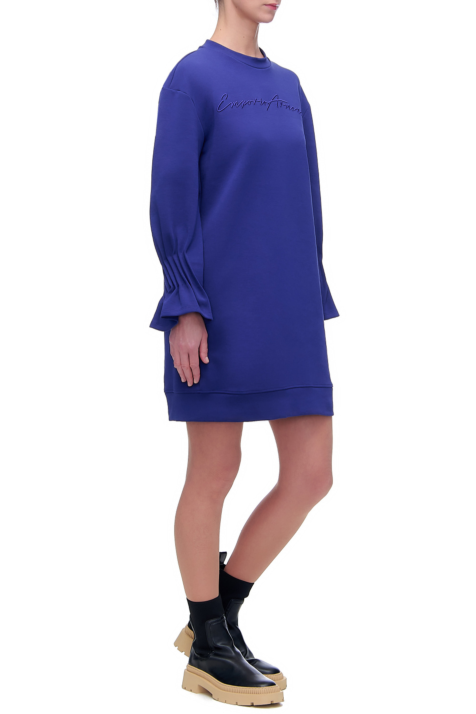 Emporio Armani Платье из смесового хлопка с вышитым логотипом (цвет ), артикул 6K2A7C-2JRMZ | Фото 2