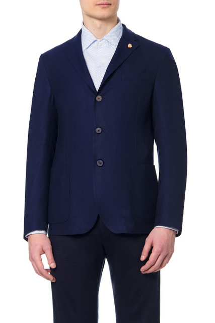 Пиджак из шерсти с добавлением шелка|Основной цвет:Синий|Артикул:89XH01-2118258 | Фото 1