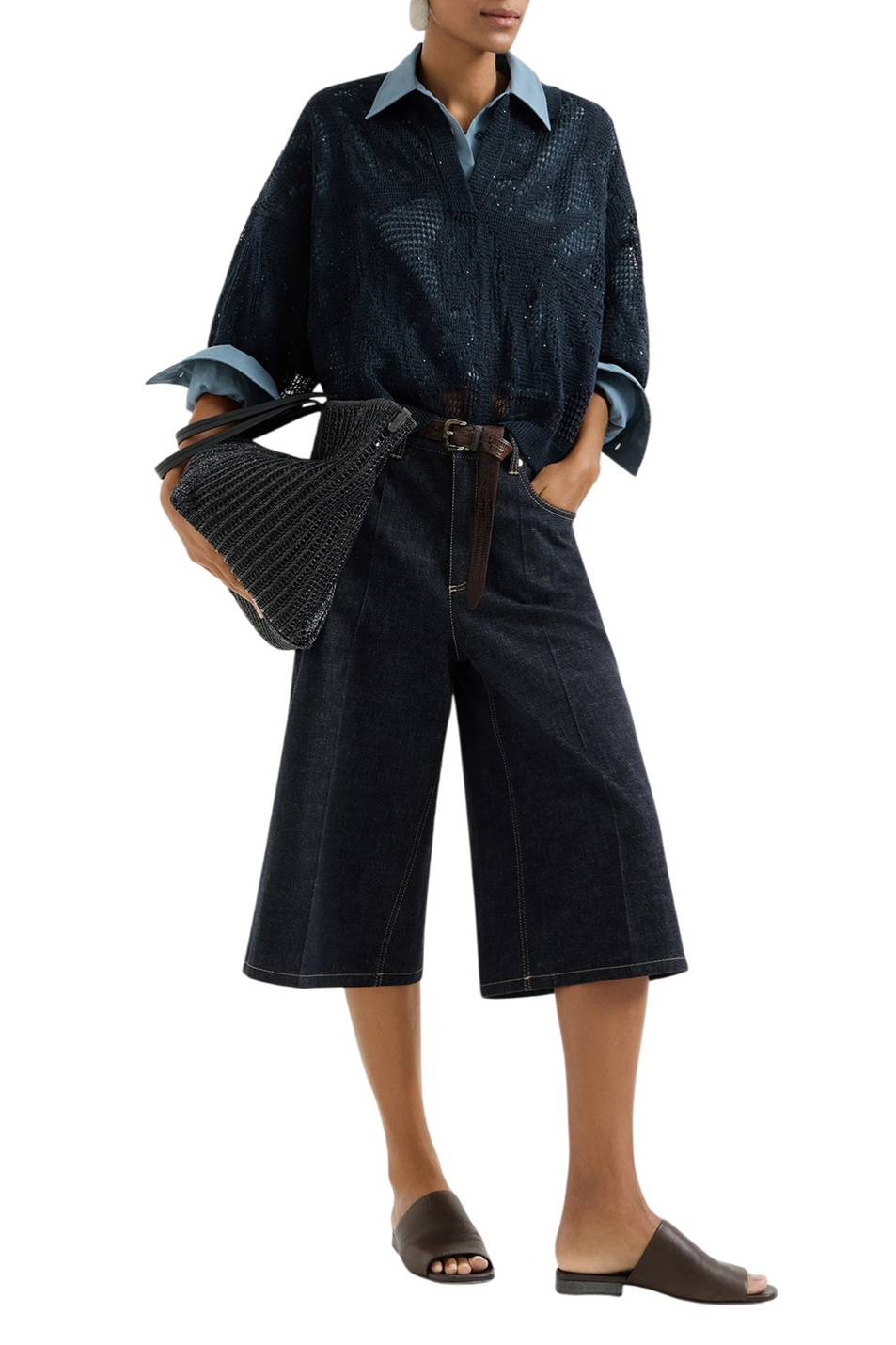 Женский Brunello Cucinelli Джемпер-поло изо льна и хлопка (цвет ), артикул MDT771005 | Фото 2