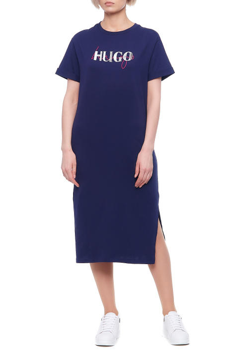 HUGO Платье из натурального хлопка с логотипом на груди ( цвет), артикул 50452817 | Фото 1