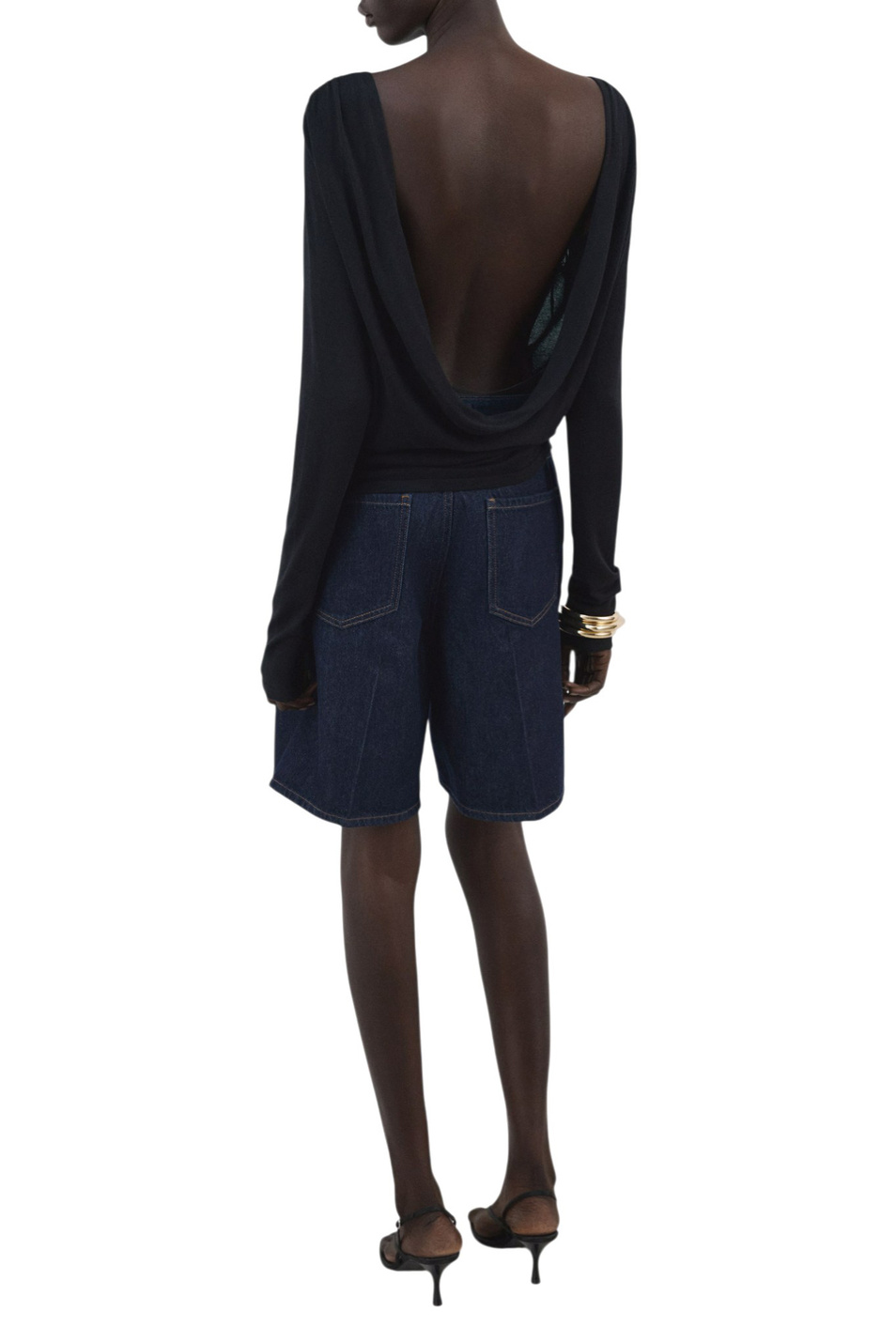 Женский Mango Шорты CAMILLA джинсовые с высокой посадкой (цвет ), артикул 27037140 | Фото 4