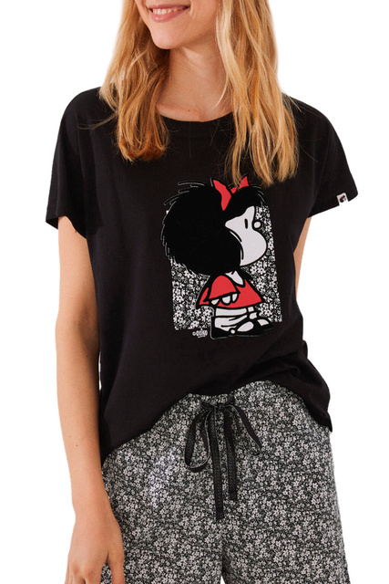 Пижама из натурального хлопка с принтом "Mafalda"|Основной цвет:Черный|Артикул:3134835 | Фото 2