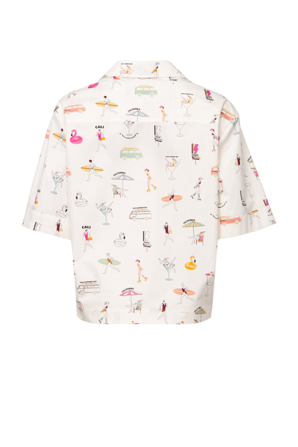 Рубашка из натурального хлопка с принтом|Основной цвет:Кремовый|Артикул:50473949 | Фото 2