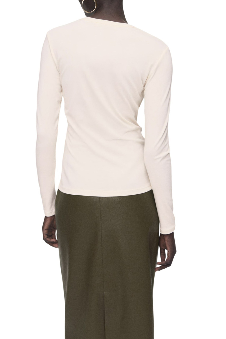 Лонгслив SECONDCA из смесовой вискозы|Основной цвет:Кремовый Женский Mango Лонгслив SECONDCA из смесовой вискозы (цвет ), артикул 17065813 | Фото 4