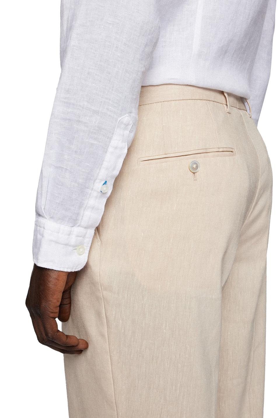 Мужской BOSS Рубашка прямого кроя из льняной ткани шамбре (цвет ), артикул 50468341 | Фото 5
