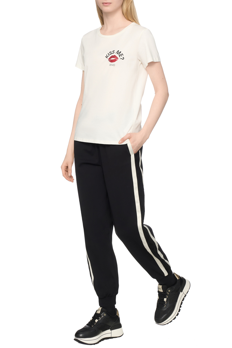 Женский Liu Jo Футболка из хлопка со стразами (цвет ), артикул TF5275JS923 | Фото 3