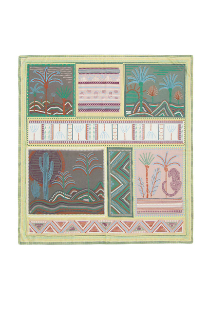 Квадратный платок с принтом|Основной цвет:Зеленый|Артикул:189112 | Фото 2