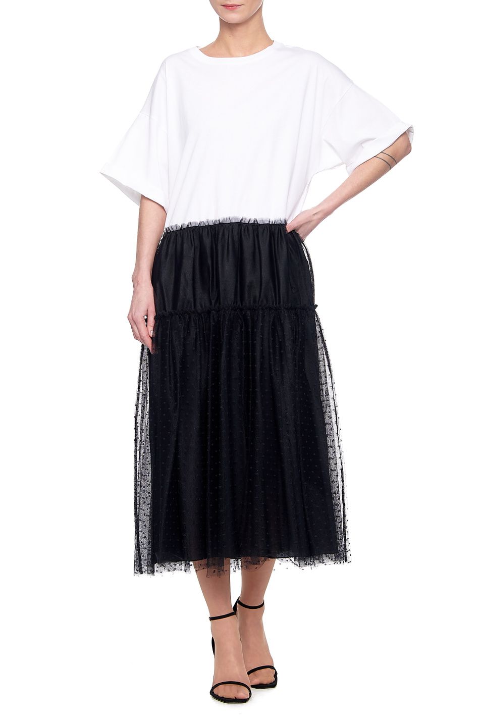 Женский Red Valentino Платье-футболка ABITO с тюлем пуэн-деспри (цвет ), артикул VR0MJ06X5VG | Фото 1