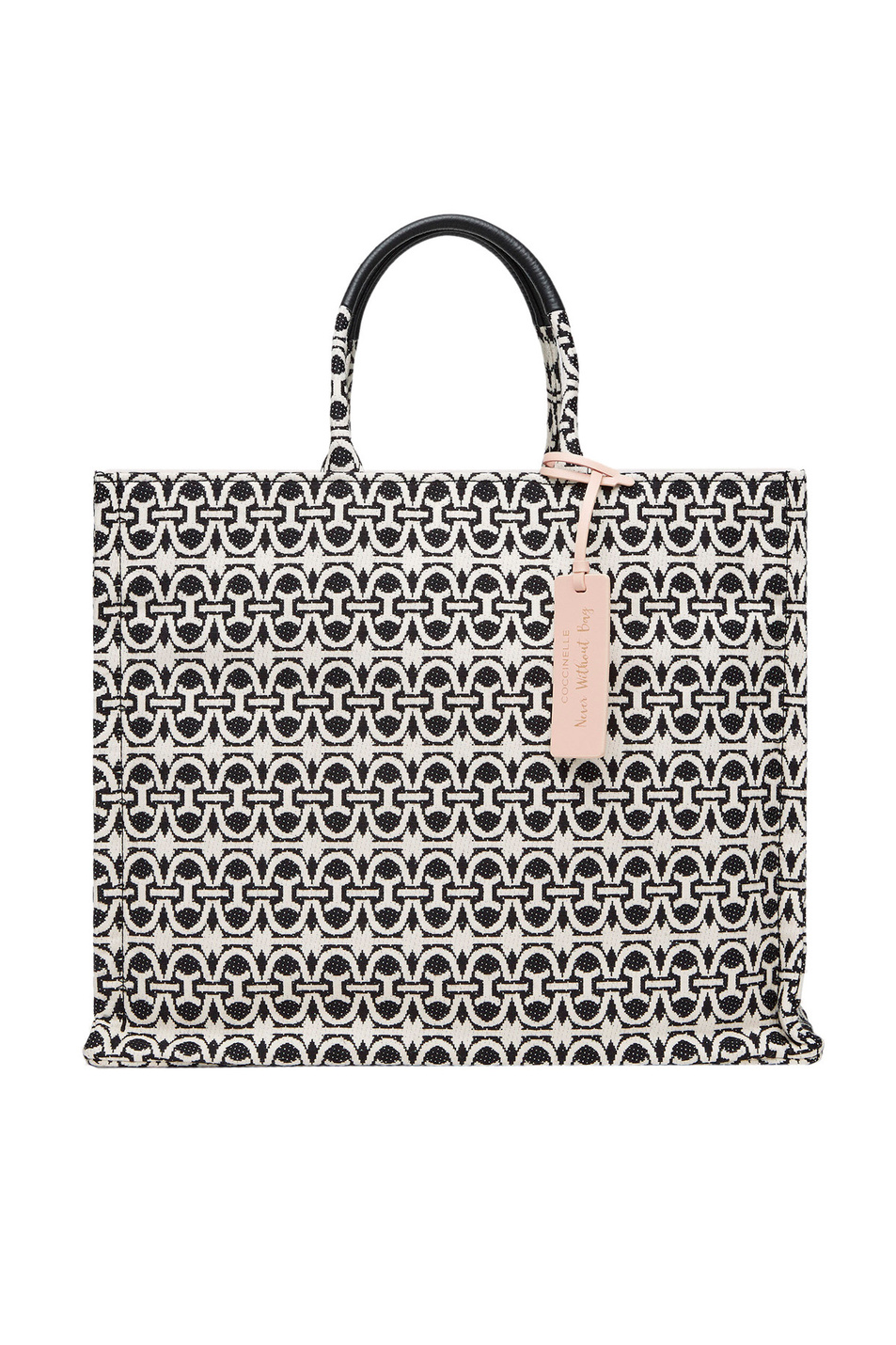 Женский Coccinelle Сумка-тоут NEVER WITHOUT BAG с кожаной подвеской (цвет черно-белый (не использовать)), артикул E1MBD180101 | Фото 1