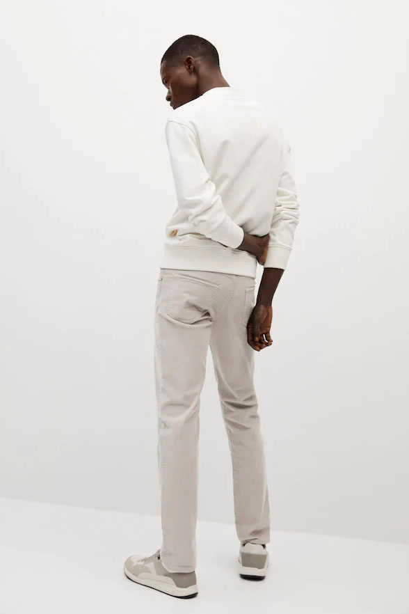 Mango Man Вельветовые брюки приталенного кроя с эффектом денима (цвет ), артикул 77027877 | Фото 4