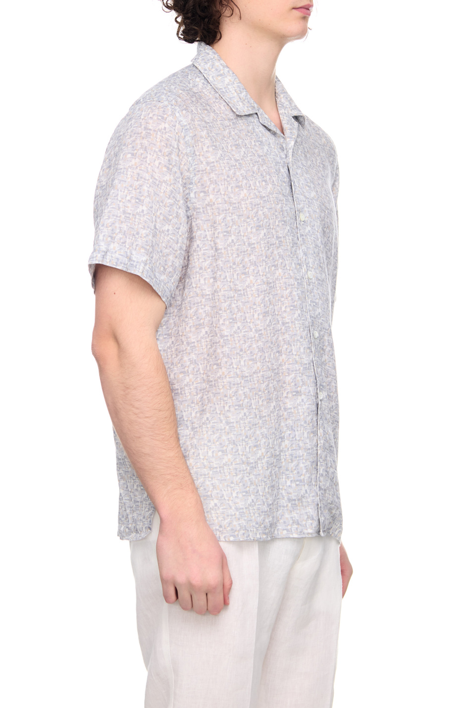 Мужской Corneliani Рубашка из чистого льна с принтом (цвет ), артикул 91I204-3111910 | Фото 3