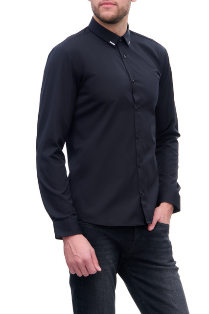 Рубашка из натурального хлопка|Основной цвет:Черный|Артикул:50444251 | Фото 1