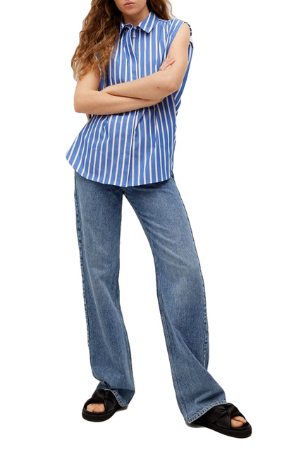 Рубашка FLORI свободного кроя из натурального хлопка|Основной цвет:Синий|Артикул:87997125 | Фото 2