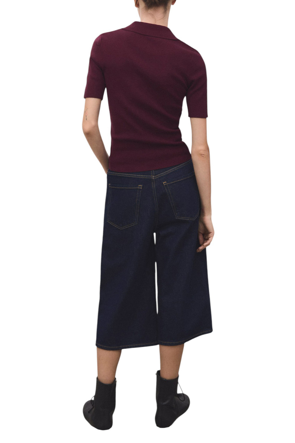 Джемпер POLITA с короткими рукавами|Основной цвет:Бордовый Женский Mango Джемпер POLITA с короткими рукавами (цвет ), артикул 17065981 | Фото 4