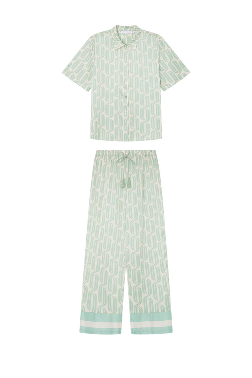 Пижама с принтом|Основной цвет:Мятный|Артикул:3597406 | Фото 1