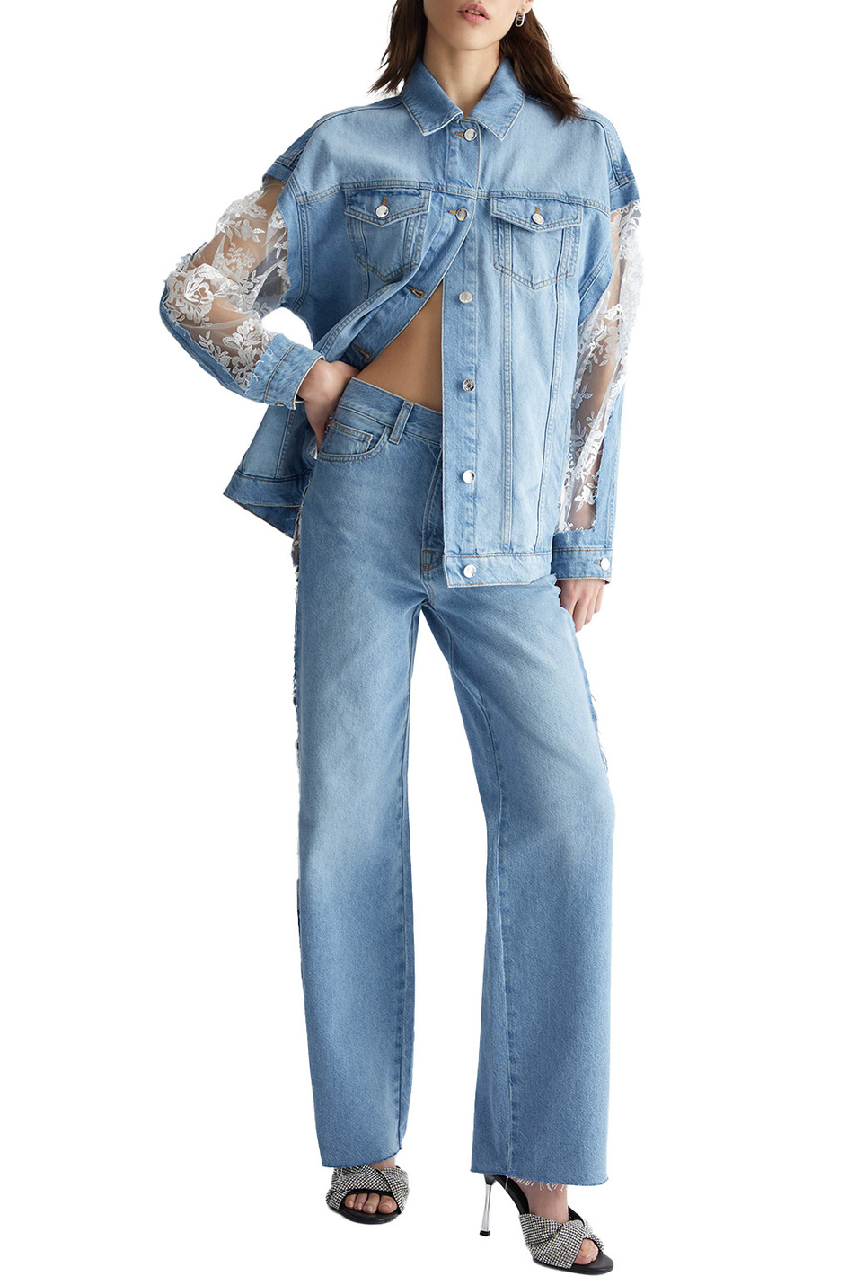 Женский Liu Jo Куртка джинсовая с кружевными вставками (цвет ), артикул UA4169D4885 | Фото 2