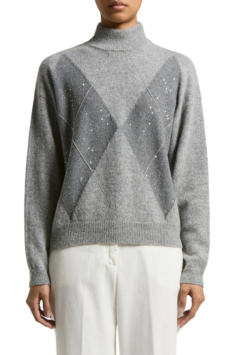 Джемпер с пайетками|Основной цвет:Серый Женский Peserico Джемпер с пайетками (цвет ), артикул S99391F07-9283H | Фото 4