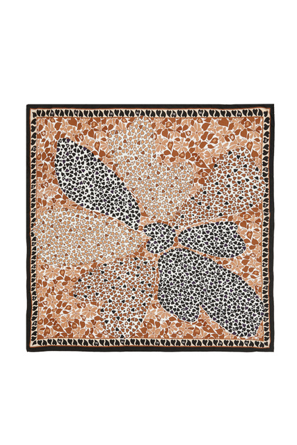 Платок ACINOSO из шелкового твила с набивным рисунком|Основной цвет:Коричневый|Артикул:2315410331 | Фото 1