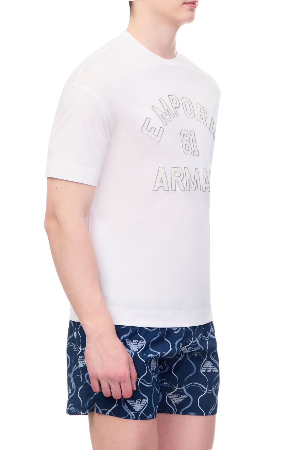 Мужской Emporio Armani Футболка из лиоцелла и хлопка с логотипом (цвет ), артикул 3R1TV9-1JUVZ | Фото 3