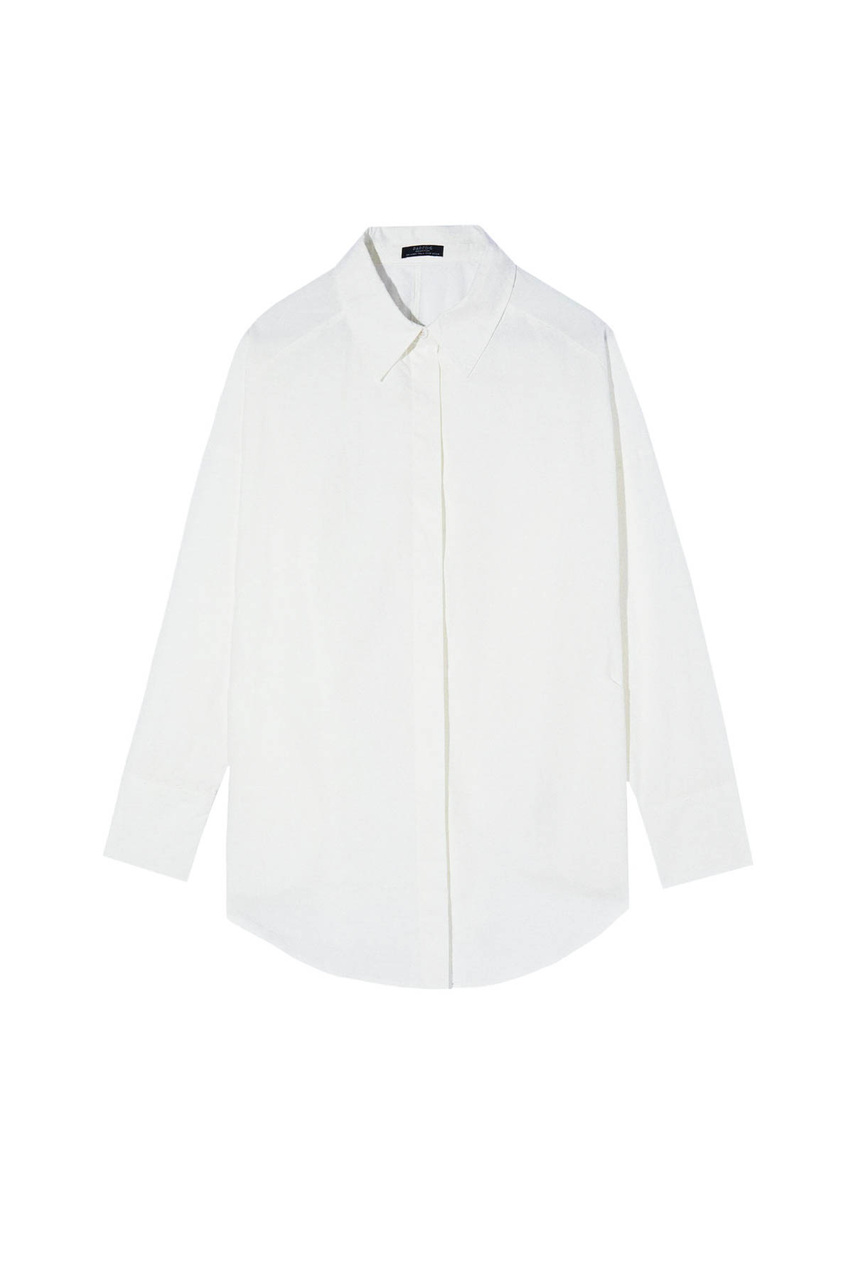 Рубашка из натурального хлопка|Основной цвет:Белый|Артикул:216457 | Фото 1