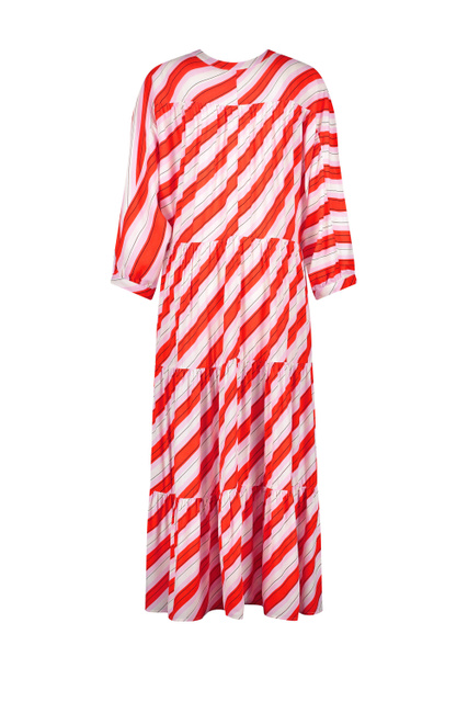 Платье из вискозы в полоску|Основной цвет:Красный|Артикул:180016-31412 | Фото 2